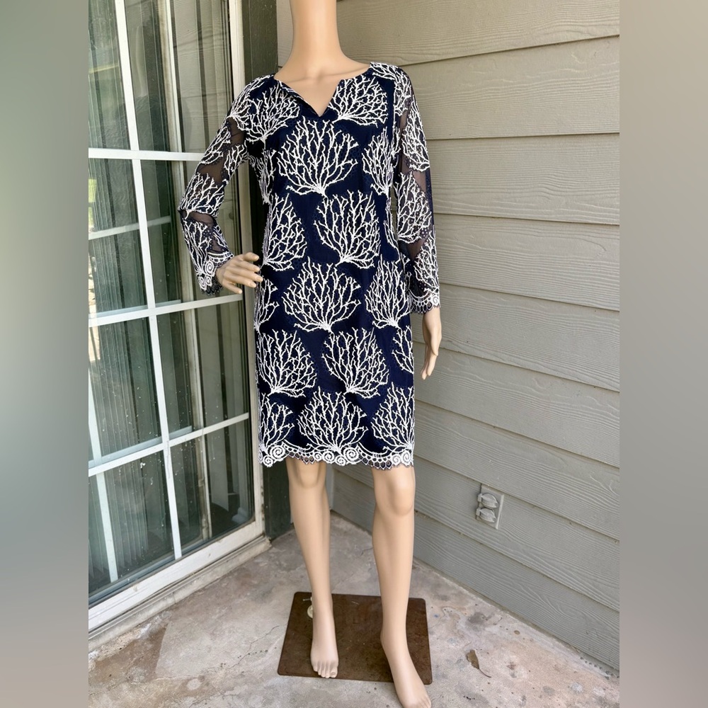 Lily Pulitzer Navy Seaside Coral Wendy Dress